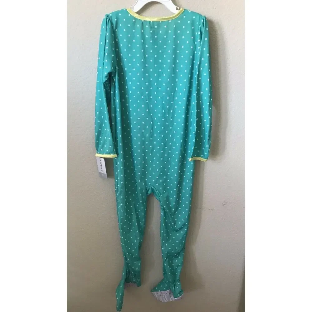 Carter's Polka Dot Dog 1 Piece Footed Zip Up Long Sleeve Pajamas Sleeper Size 5T